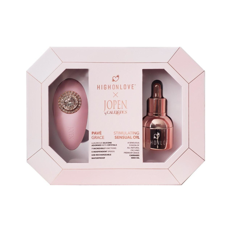 Подарунковий набір HighOnLove & JOPEN Objects of Desire: краплі для клітора та вібратор із кристалами