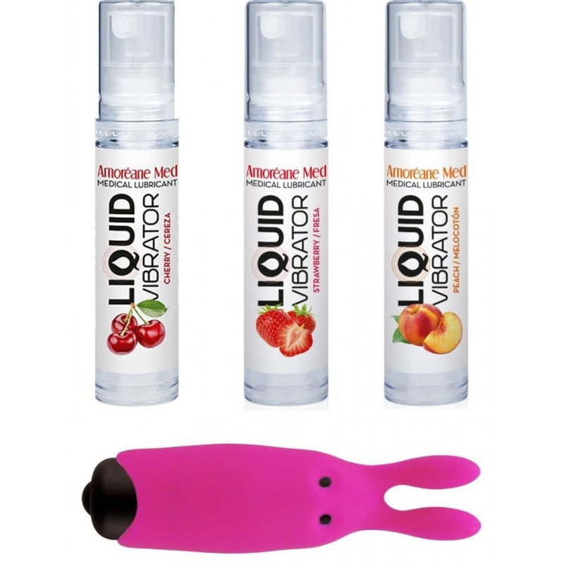 Набір лубрикант Amoreane Med 3х10мл та вібропуля Adrien Lastic Pink