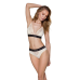 Еластичний топ з мереживом Passion PS001 TOP, ecru