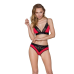 Еластичний топ з мереживом Passion PS001 TOP, red-black