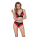 Еластичний топ з мереживом Passion PS001 TOP, M, red-black