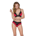 Еластичний топ з мереживом Passion PS001 TOP, розмір XL, red-black
