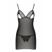 Сорочка з вирізами на грудях та стрінги Passion Lovelia Chemise, L/XL, чорний