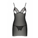 Сорочка з вирізами на грудях та стрінги Passion Lovelia Chemise S/M, чорний