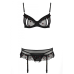 Комплект білизни з поясом для панчіх Passion Lovelia Set L/XL, чорний
