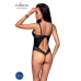 Боді з еко-шкіри та мережива Passion LOONA BODY L/XL, чорне