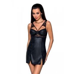 Бебі-долл з екошкіри та мережива Passion Loona Chemise, black, XXL/XXXL