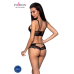 Комплект з екошкіри з мереживом Passion Loona Set XXL/XXXL, чорний, бра та трусики