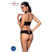 Комплект з екошкіри Passion Nancy Bikini, бра та трусики, чорний, L/XL