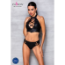 Комплект з екошкіри Passion Nancy Bikini, бра та трусики, чорний, L/XL