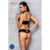 Комплект з екошкіри Passion Nancy Bikini, чорний, бра та трусики з імітацією шнурівки