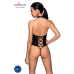 Боді з еко-шкіри з імітацією шнурівки Passion Nancy Body, L/XL, чорне