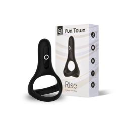 Подвійне ерекційне кільце Fun Town Rise Black з керуванням зі смартфона Подвійне ерекційне кільце Fun Town Rise Black з керуванням зі смартфона