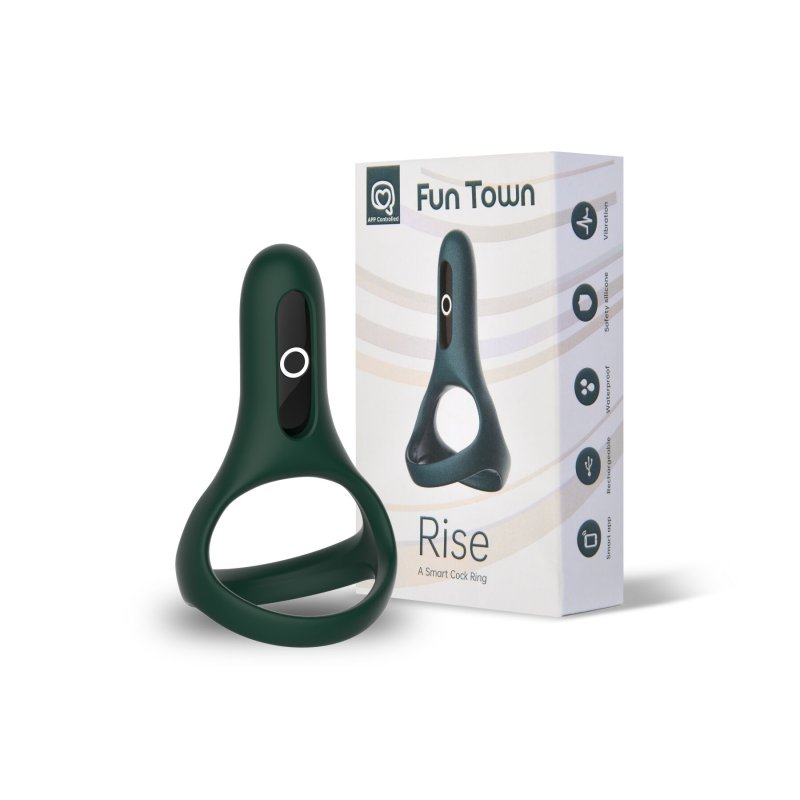 Подвійне ерекційне кільце Fun Town Rise Turquoise з керуванням зі смартфона