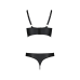 Комплект з еко-шкіри з люверсами та ремінцями Passion Malwia Bikini, бра і трусики