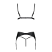 Комплект з екошкіри Passion Miley Set L/XL, black (трусики, бюстгальтер, пояс для панчіх)