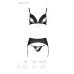 Комплект з екошкіри Passion Miley Set L/XL, black (трусики, бюстгальтер, пояс для панчіх)