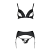 Комплект з еко-шкіри Passion Miley Set S/M, чорний (трусики, бюстгальтер, пояс для панчіх)