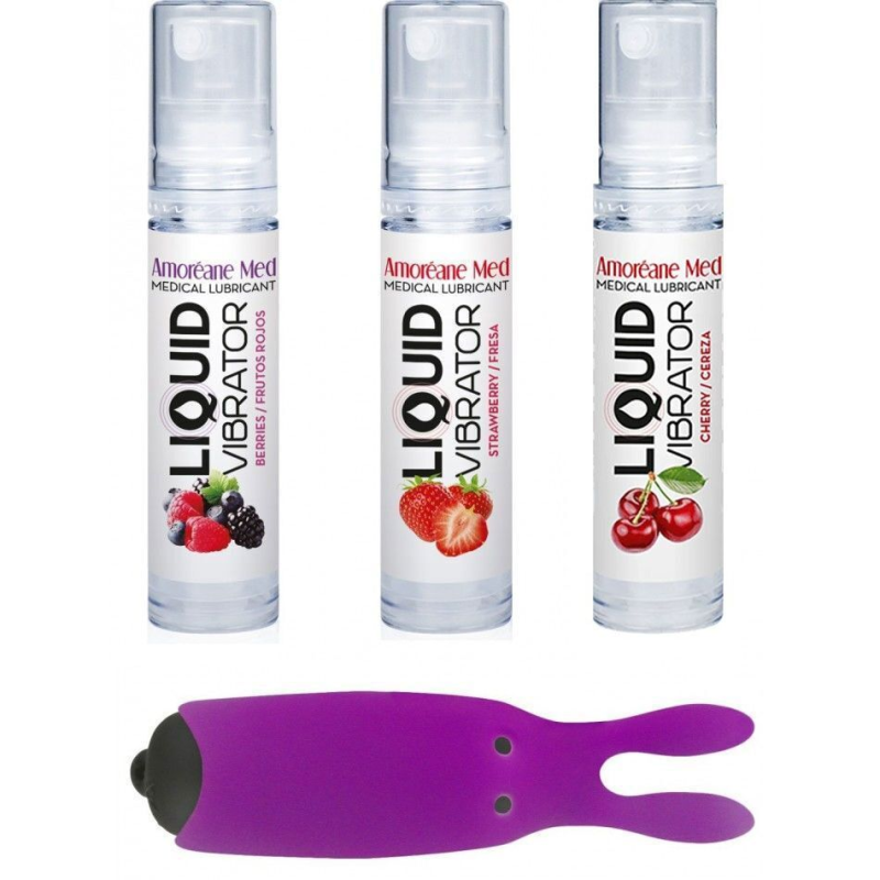 Набір лубрикантів Amoreane Med (3х10 мл) та вібропуля Adrien Lastic Purple