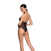 Бодистокинг з декольте Passion BS088 black, імітація корсетної шнурівки