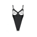 Боді з екошкіри Passion Celine Body, black, з доступом, відкрите