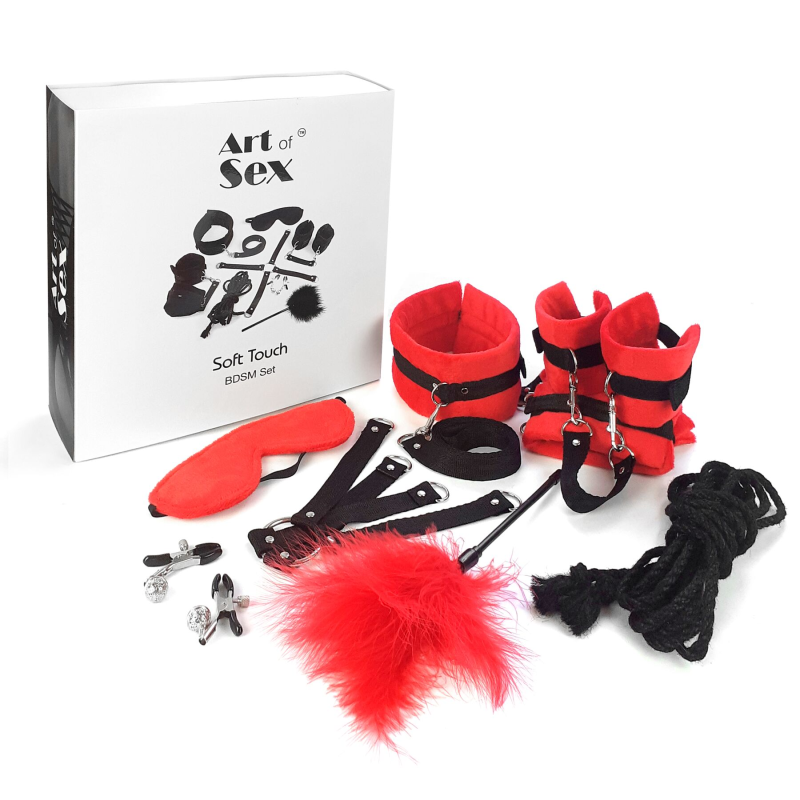 BDSM-набір Art of Sex Soft Touch BDSM Set, червоний, 9 предметів