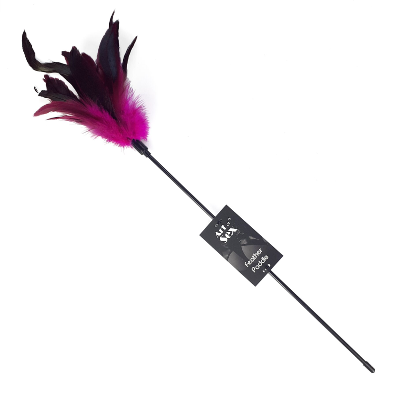 Щекоталка з пером півня Art of Sex Feather Paddle, темно-рожева