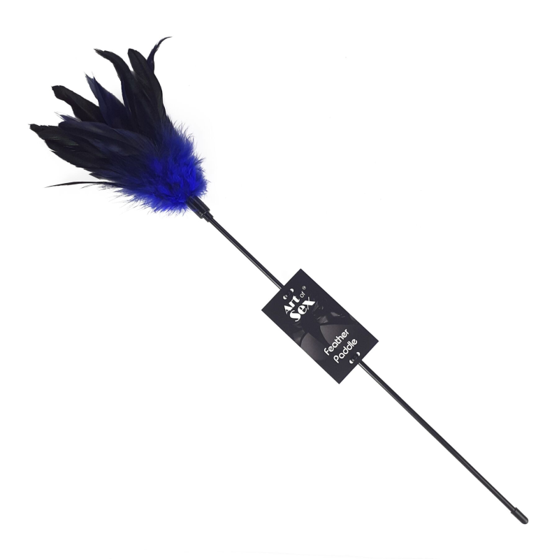 Щекоталка з пером півня Art of Sex – Feather Paddle, синя