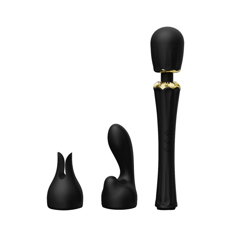 Вібромасажер з насадками Zalo Kyro Wand Obsidian Black