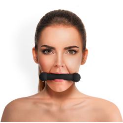 Кляп-палка на ремнях Art of Sex Gag Stick Silicon, чорний, натуральна шкіра