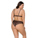 Комплект білизни Passion Amberly Set 4XL/5XL, чорний, ліф і трусики бразиліана з люрексовою ниткою