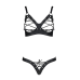 Комплект з екошкіри Passion Celine Bikini 4XL/5XL, чорний, відкритий бра та стрінги зі шнурівкою