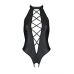 Боді з екошкіри Passion Nancy Body 4XL/5XL чорне з імітацією шнурівки та відкритим доступом