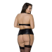 Комплект з екошкіри Passion Nancy Set 4XL/5XL, топ, стрінги та пояс для панчіх