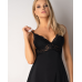 Пеньюар сатиновий з мереживом Obsessive 810-BAB-1 babydoll & thong, чорний