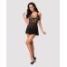 Мереживний комплект з сіточкою Obsessive 838-BAB-1 babydoll & thong black, S/M