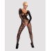 Бодистокинг Obsessive Bodystocking F210 з рукавами-мітенками, сітка та мереживо