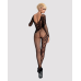 Бодистокинг Obsessive Bodystocking F210 з рукавами-мітенками, сітка та мереживо