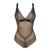 Мереживне боді з декольте Obsessive Estiqua teddy, M/L, чорне