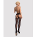 Панчохи-стокінги з рослинним візерунком Obsessive Garter stockings S206, чорні, імітація резинок