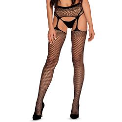 Панчохи-стокінги сітчасті Obsessive Garter stockings S815, чорні