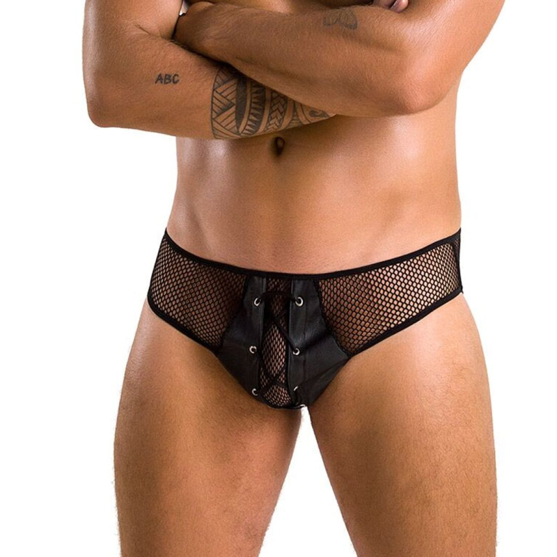 Чоловічі трусики зі шнурівкою Passion 035 Slip Richard, S/M, чорні