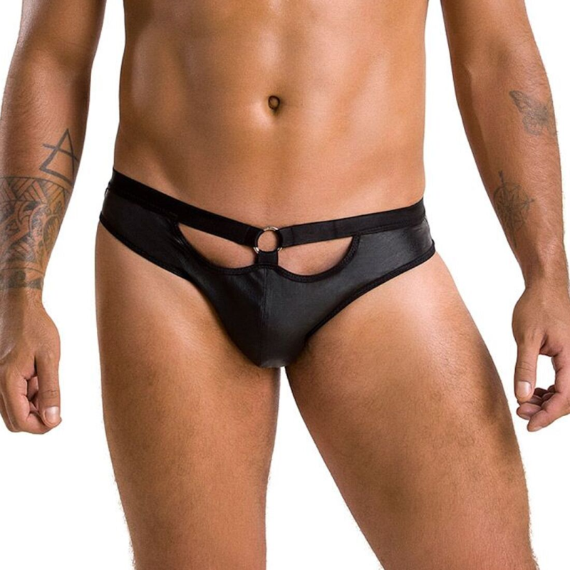 Чоловічі сліпи з вирізами Passion Slip Joe, екошкіра, розмір L/XL
