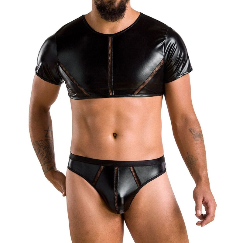 Комплект чоловічої білизни під латекс Passion 057 Set Peter XXL/XXXL, кроп-топ, стринги