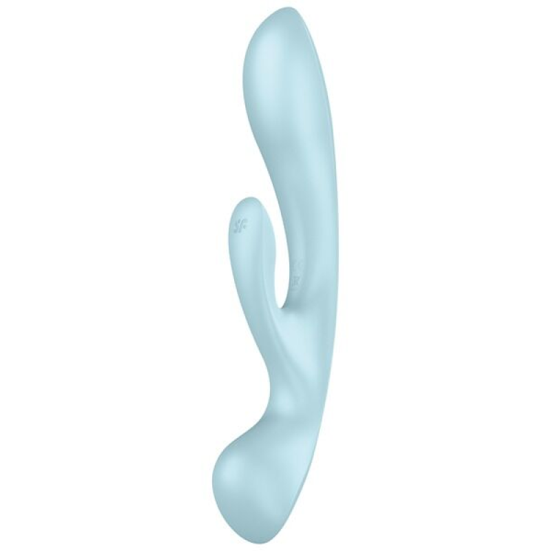 Двосторонній вібратор-кролик Satisfyer Triple Oh Light Blue, 3 мотори
