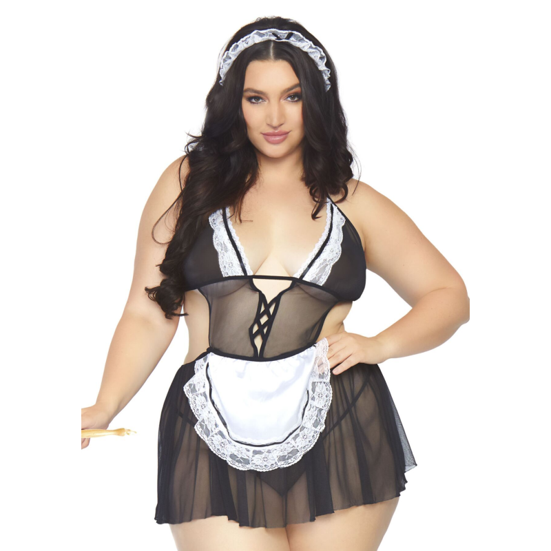 Костюм покоївки Leg Avenue Fantasy French Maid XL/XXL, плаття, трусики, пов'язка