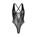 Мереживне боді Leg Avenue Floral lace thong teddy, чорне, зі шнурівкою на грудях, one size