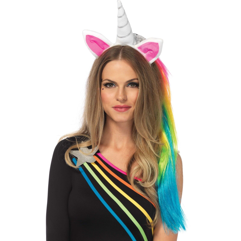 Обруч ріг єдинорога Leg Avenue Magical Unicorn Headband з різнокольоровою гривою