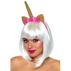 Обруч «Ріг єдинорога» з квітами Leg Avenue Golden Unicorn Flower Headband