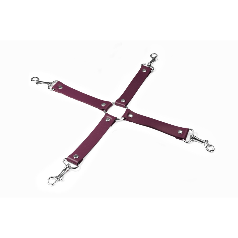 Крестовина для фіксації Feral Feelings 4 Way Connector Burgundy, натуральна шкіра
